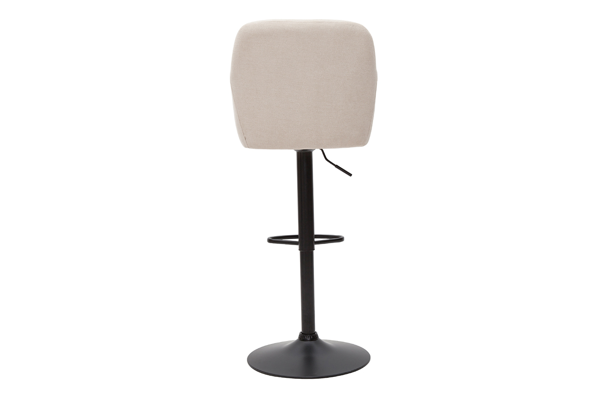 Set de 2taburetes de cocina regulables de tejido efecto aterciopelado beige y metal AMIKA