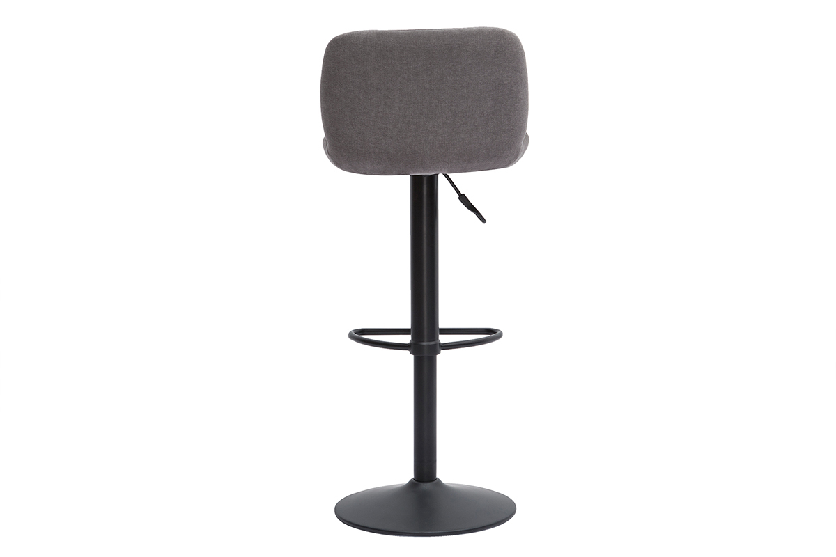 Set de 2taburetes de cocina regulables de tejido efecto aterciopelado gris y metal negro KAOLY