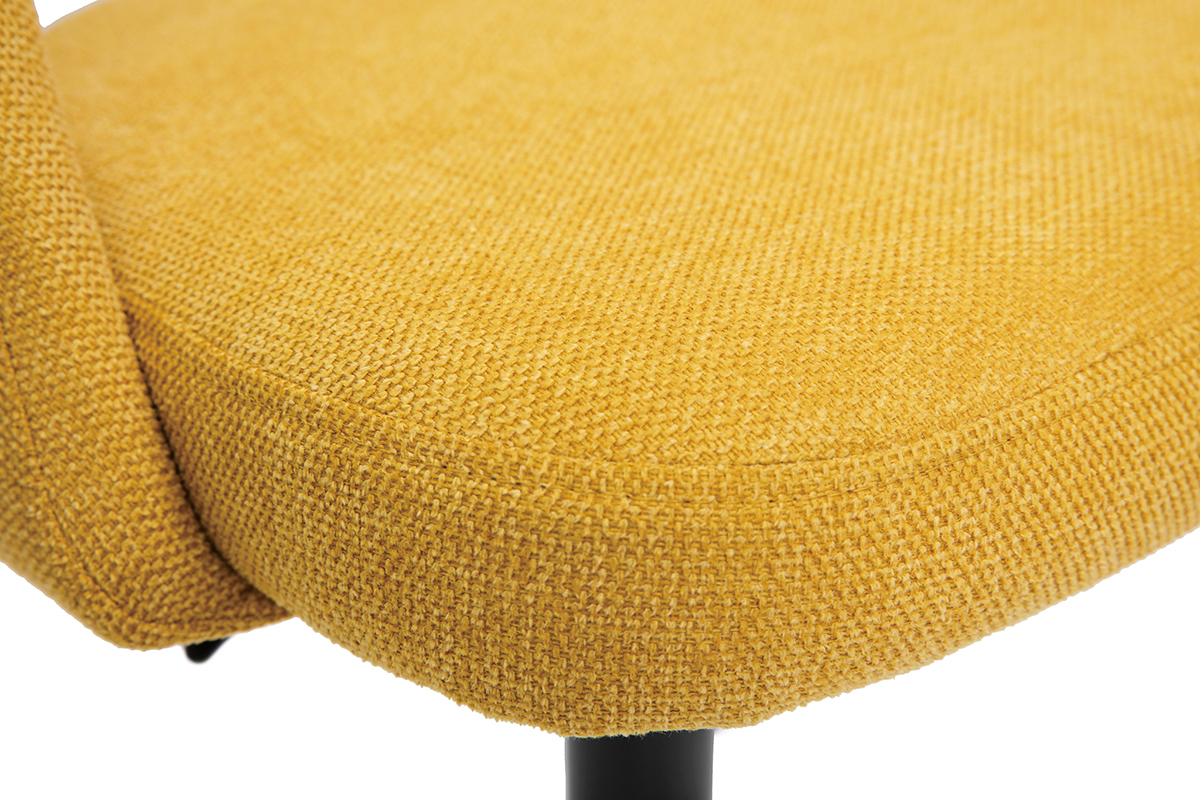 Set de 2taburetes de cocina regulables de tejido efecto aterciopelado texturizado amarillo y metal negro COSETTE
