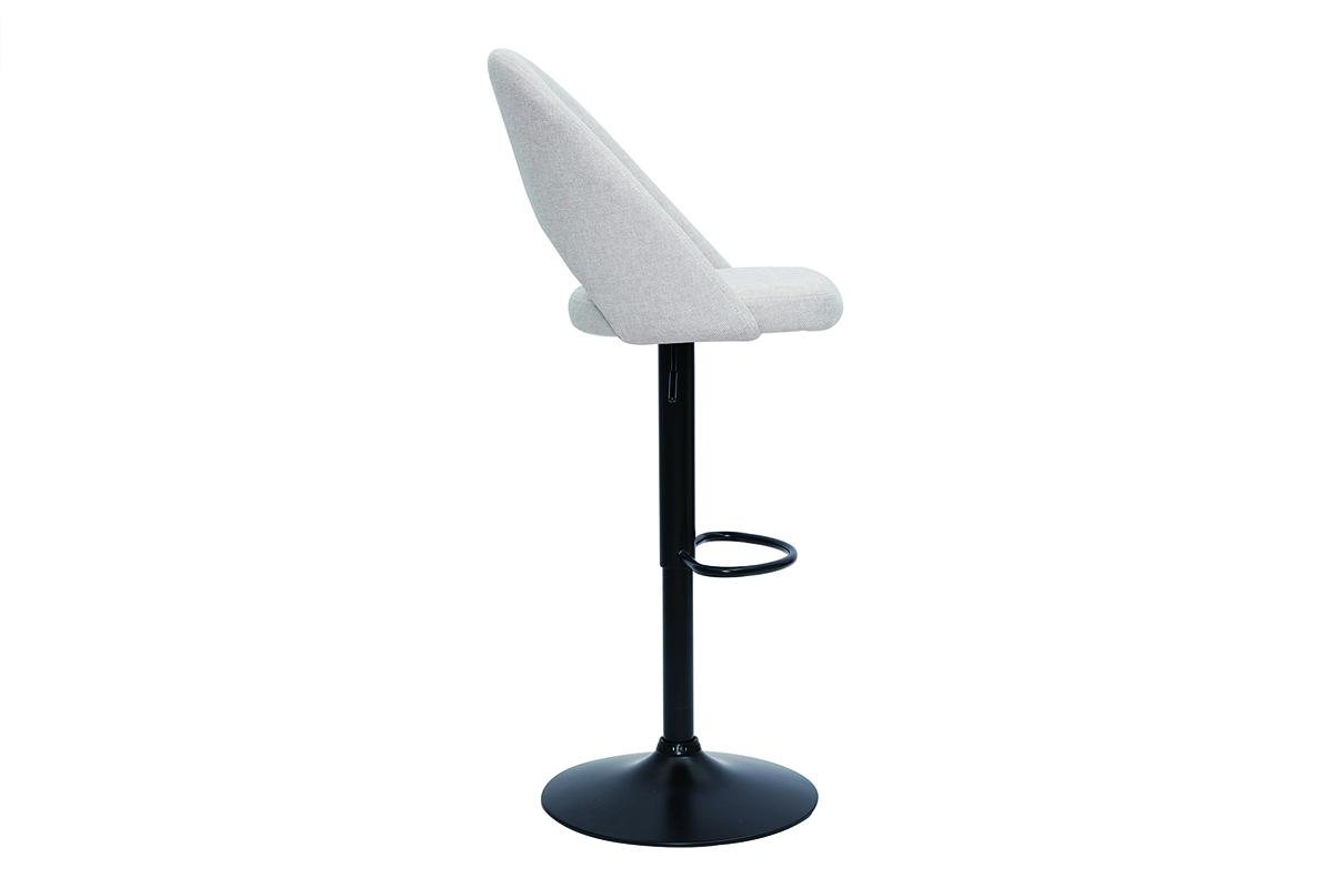 Set de 2taburetes de cocina regulables de tejido efecto aterciopelado texturizado beige y metal negro COSETTE