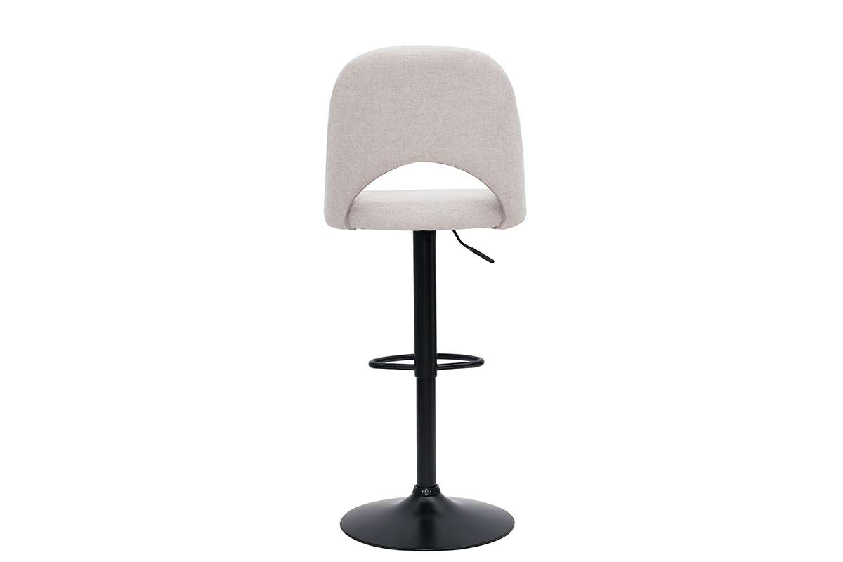 Set de 2taburetes de cocina regulables de tejido efecto aterciopelado texturizado beige y metal negro COSETTE