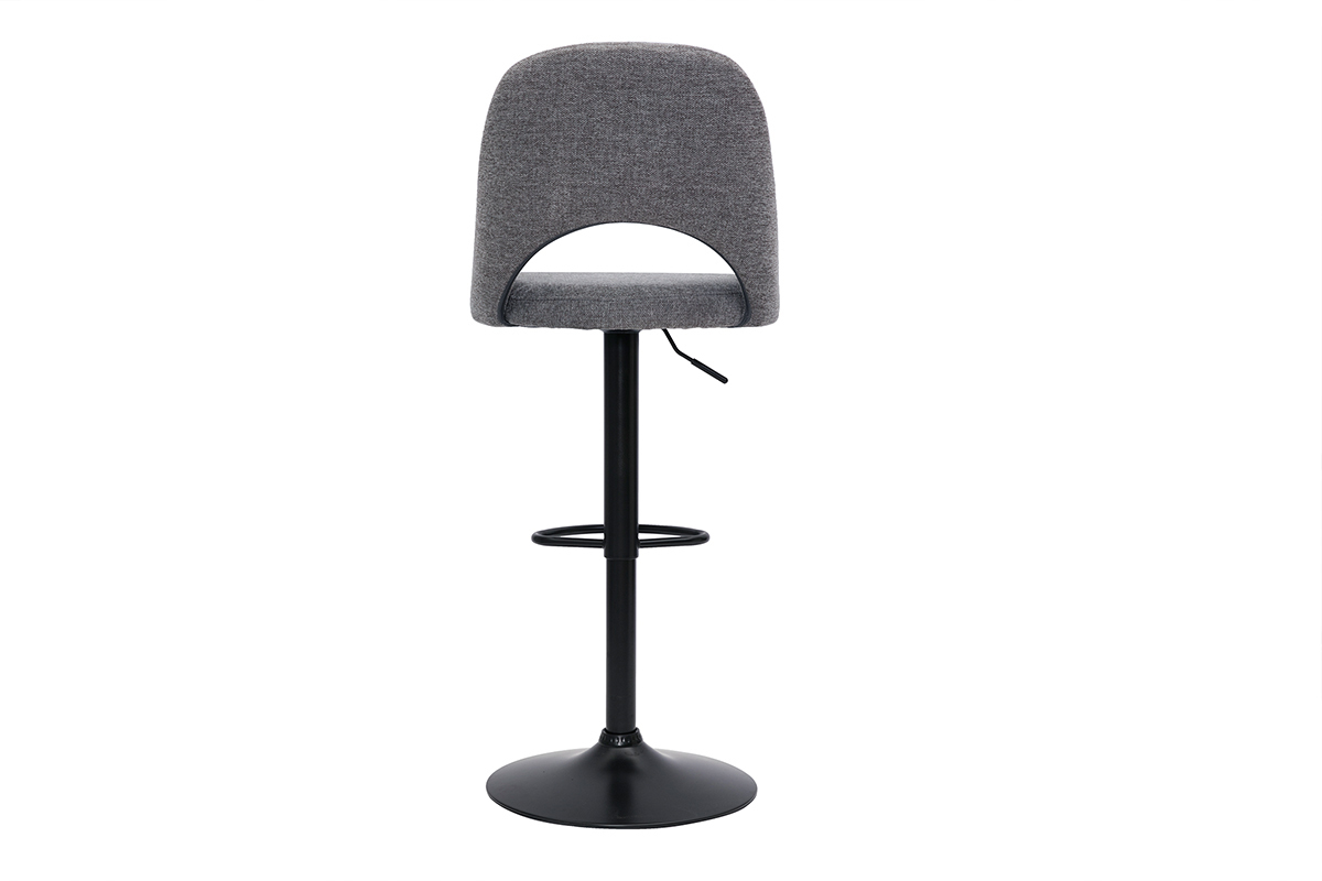 Set de 2taburetes de cocina regulables de tejido efecto aterciopelado texturizado gris y metal negro COSETTE