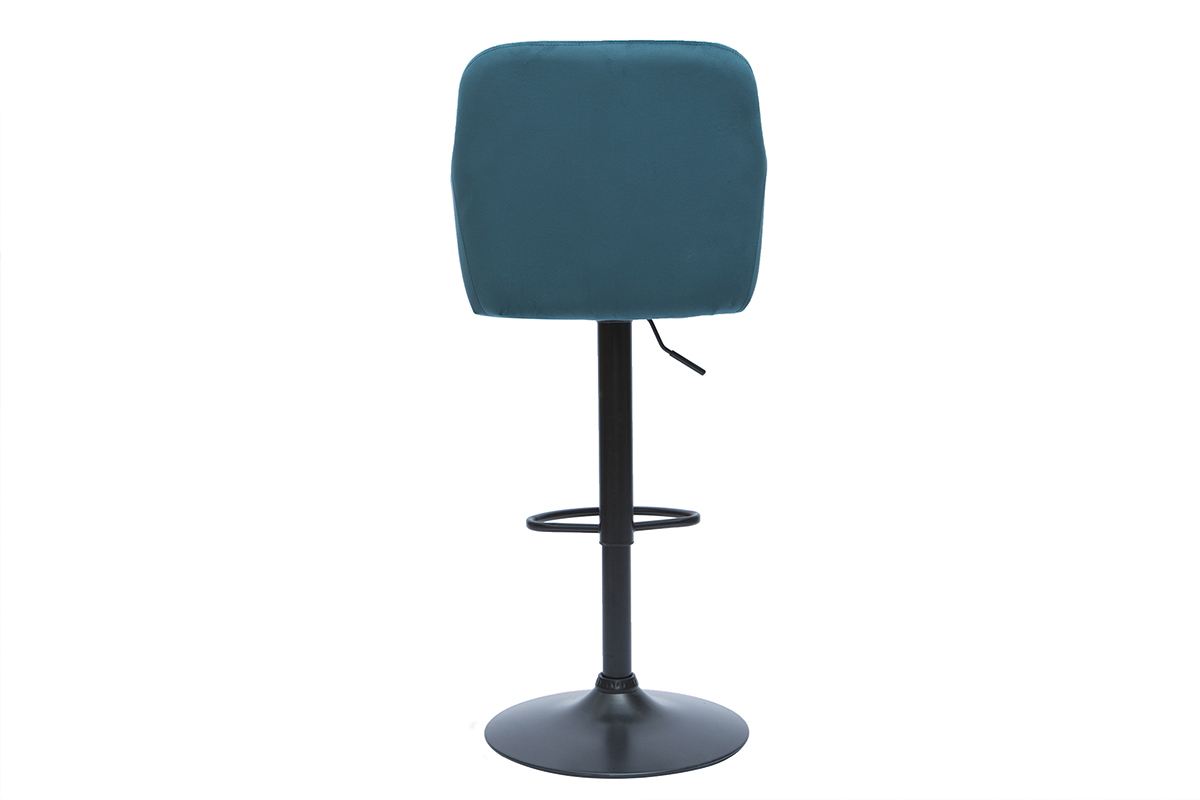 Set de 2 taburetes de cocina regulables de terciopelo azul petrleo AMIKA