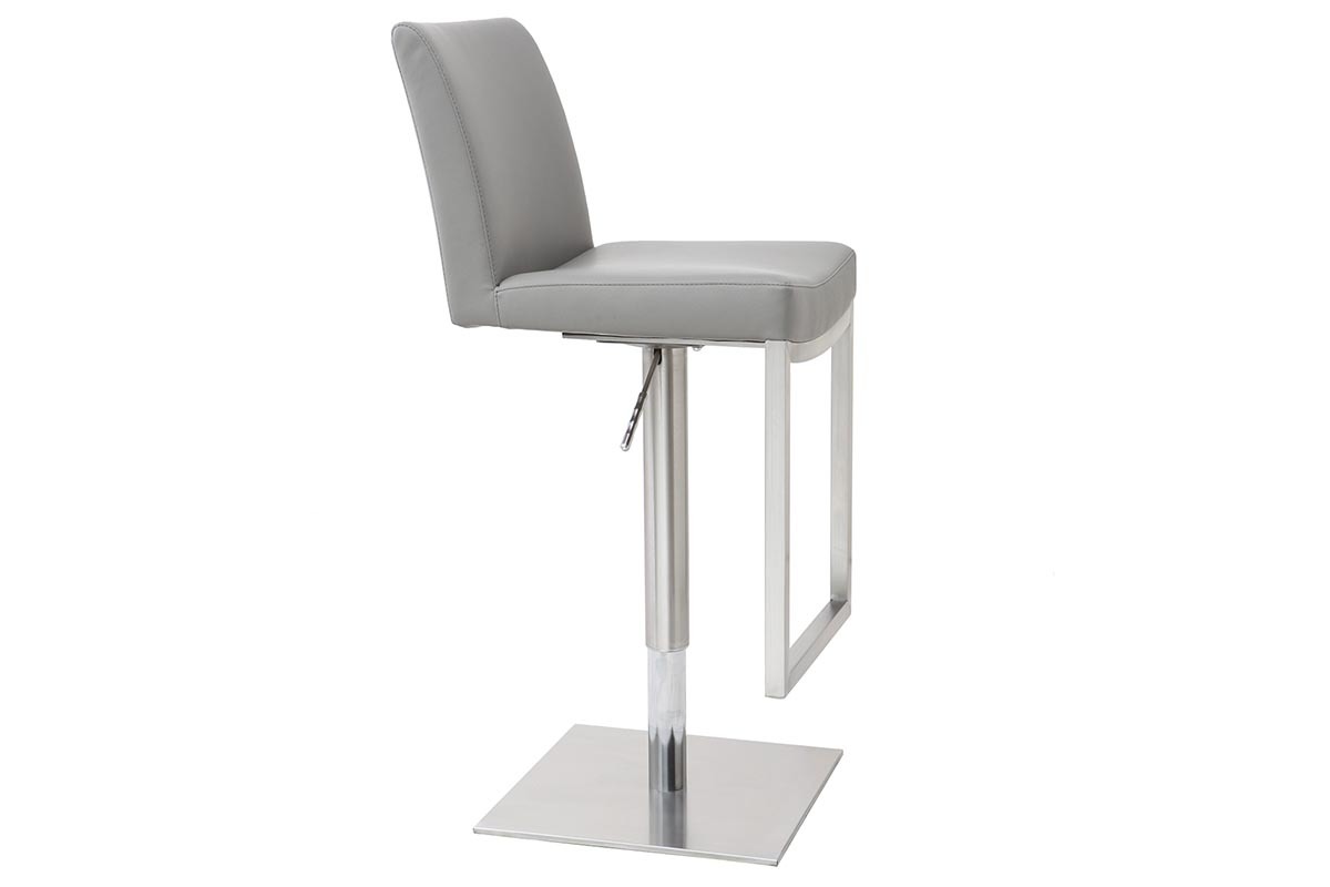 Set de 2taburetes de cocina regulables grises con acero cromado KYLE