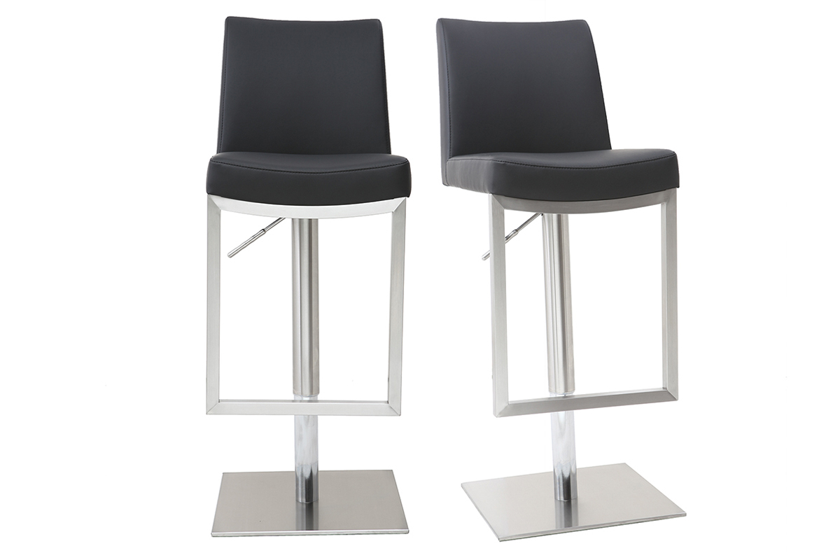 Set de 2taburetes de cocina regulables negros con acero cromado KYLE
