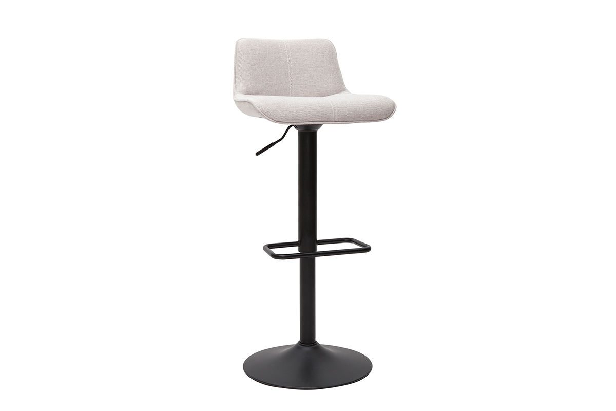 Set de 2 taburetes de cocina regulables y giratorios 360de tejido efecto aterciopelado beige y metal BOOST