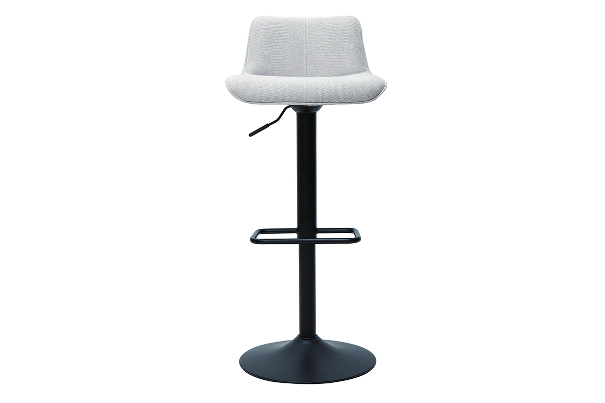 Set de 2 taburetes de cocina regulables y giratorios 360de tejido efecto aterciopelado beige y metal BOOST