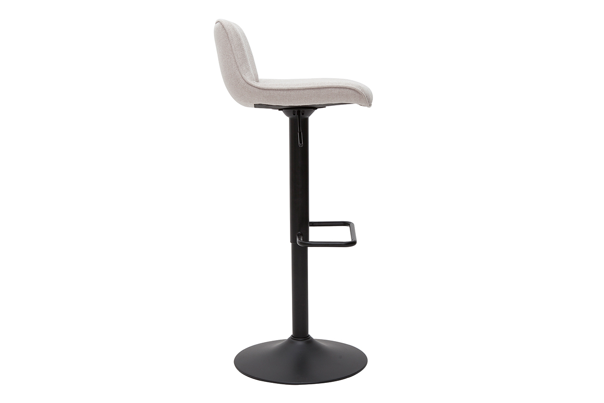 Set de 2 taburetes de cocina regulables y giratorios 360de tejido efecto aterciopelado beige y metal BOOST