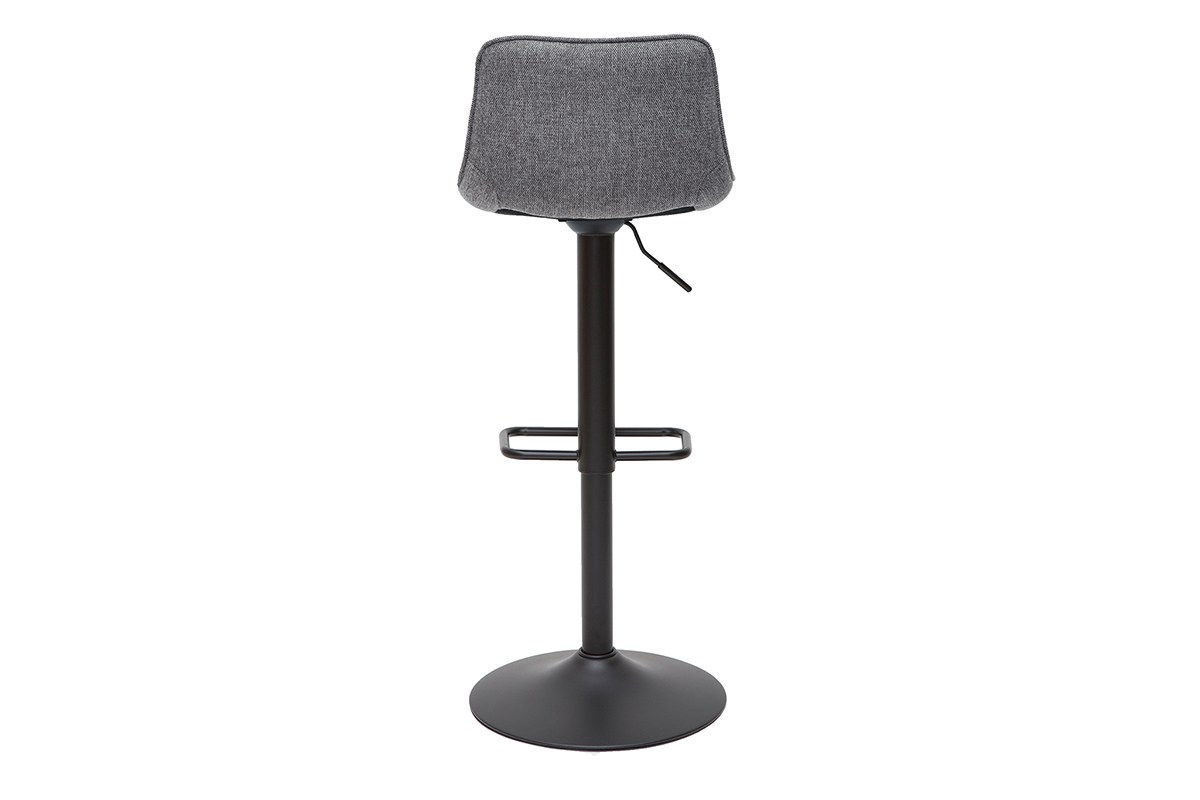 Set de 2 taburetes de cocina regulables y giratorios 360de tejido efecto aterciopelado gris y metal negro BOOST