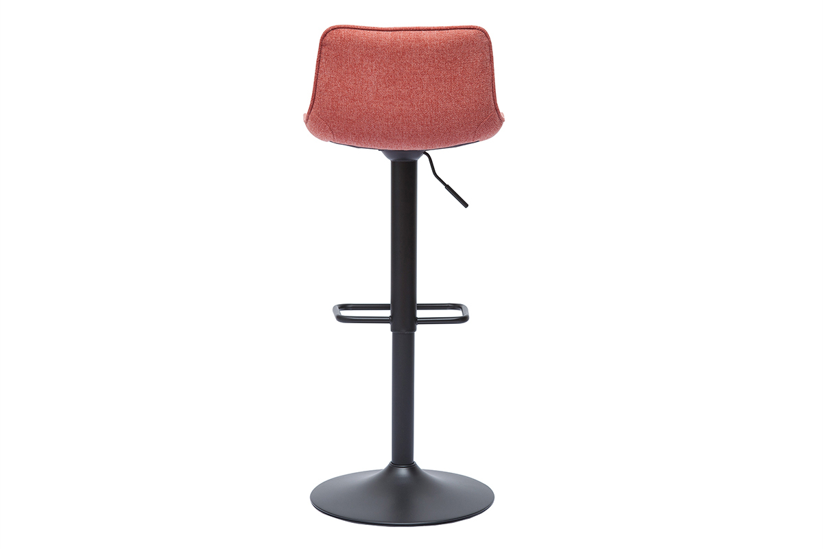 Set de 2 taburetes de cocina regulables y giratorios 360 de tejido efecto aterciopelado terracota y metal negro BOOST