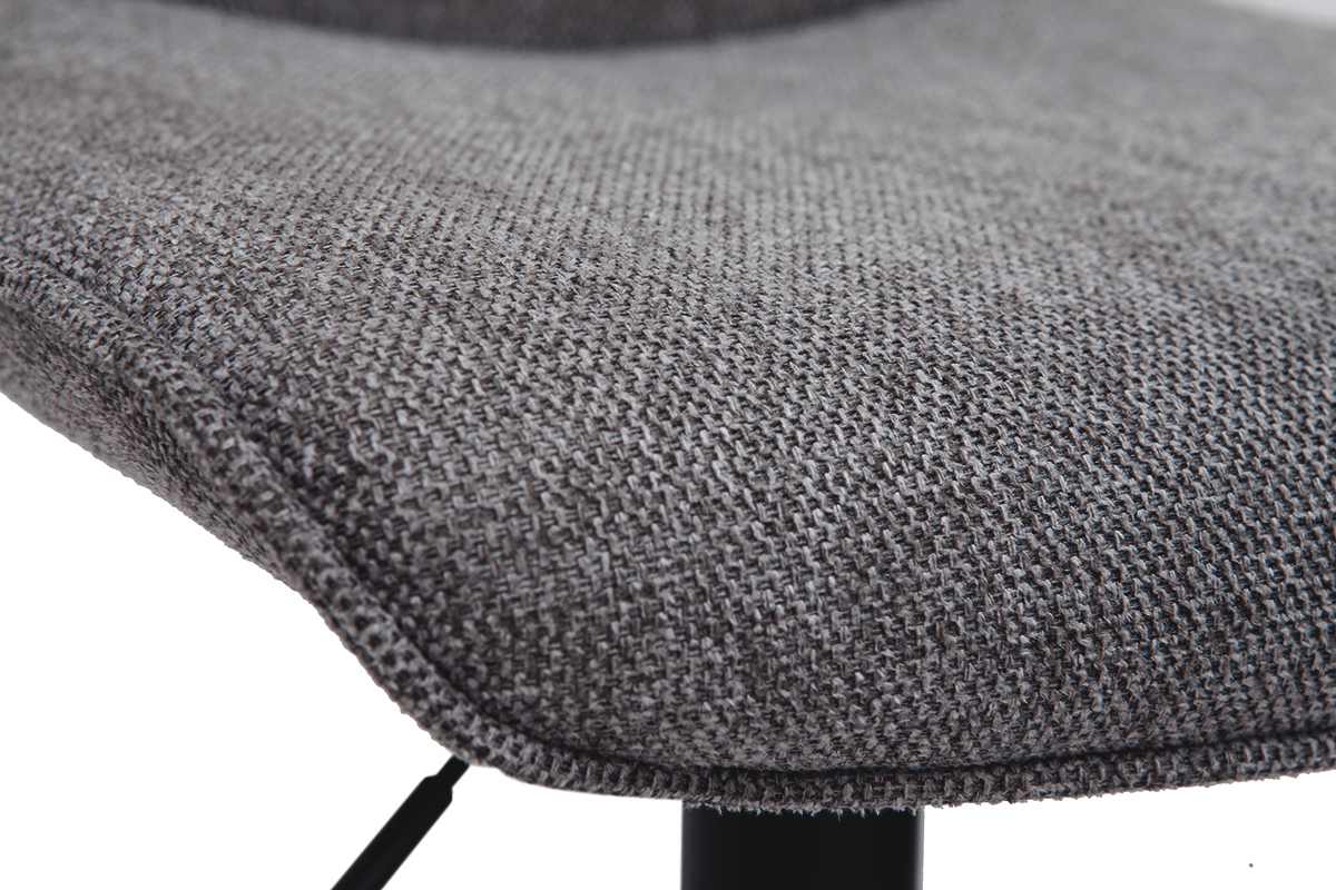 Set de 2 taburetes de cocina regulables y giratorios 360��de tejido efecto aterciopelado gris y metal negro BOOST