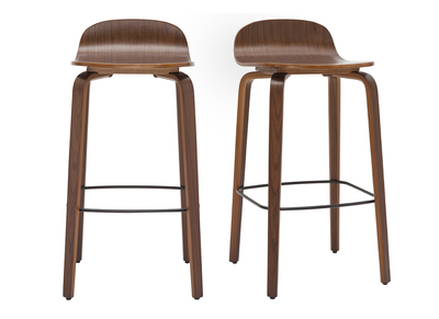 Set de 2 taburetes de cocina vintage de nogal 68 cm OBRA