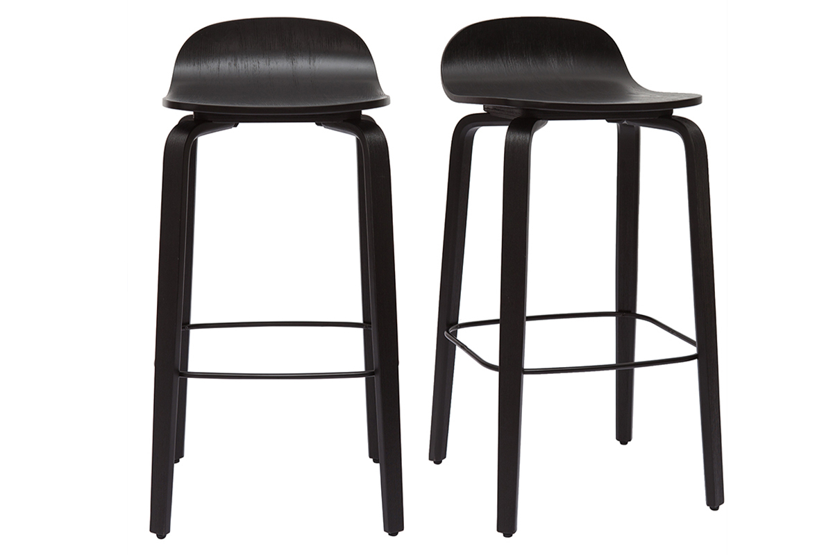 Set de 2 taburetes de cocina vintage negros 68 cm OBRA