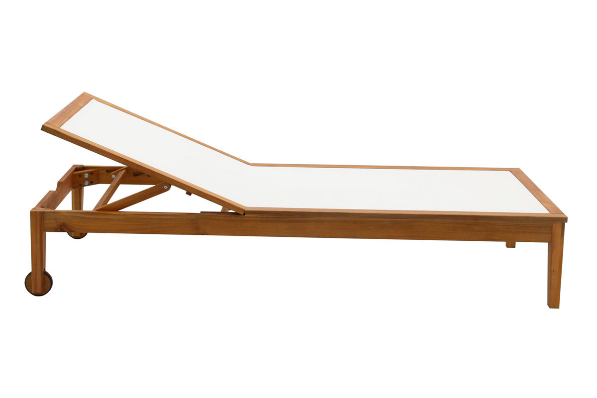 Set de 2 tumbonas blanco y madera maciza NAVEEN