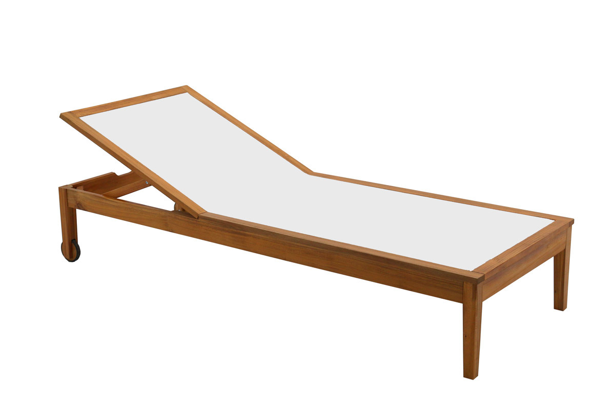 Set de 2 tumbonas blanco y madera maciza NAVEEN