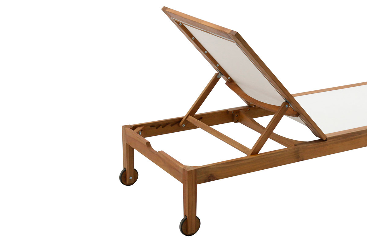 Set de 2 tumbonas blanco y madera maciza NAVEEN