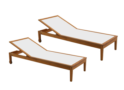 Set de 2 tumbonas blanco y madera maciza NAVEEN