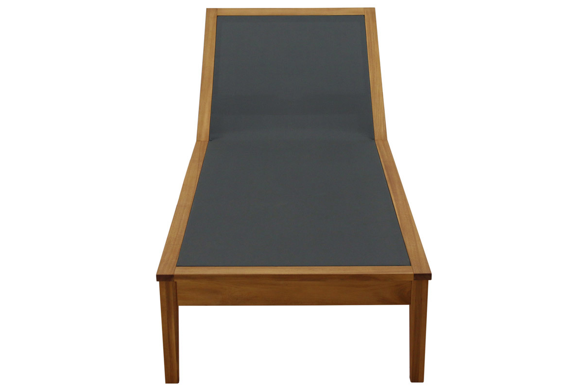 Set de 2 tumbonas gris oscuro y madera maciza NAVEEN