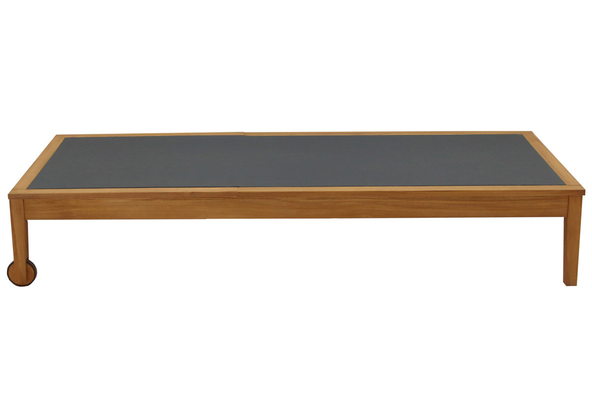 Set de 2 tumbonas gris oscuro y madera maciza NAVEEN