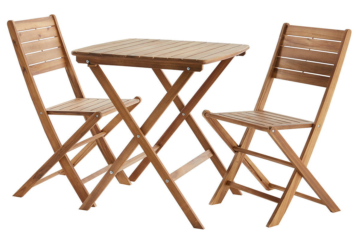 Set de mesa y sillas de jardn plegables de acacia maciza CANOPEE