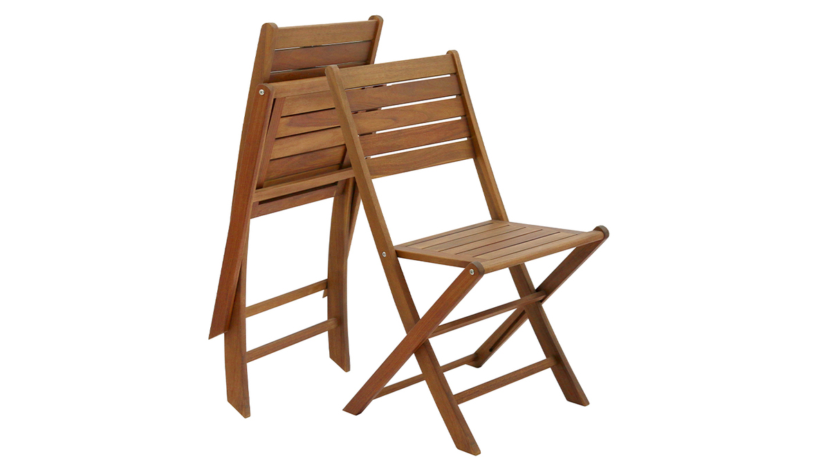 Set de mesa y sillas de jardn plegables de acacia maciza CANOPEE