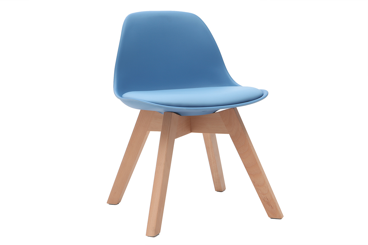 Silla azul con patas madera BABY PAULINE
