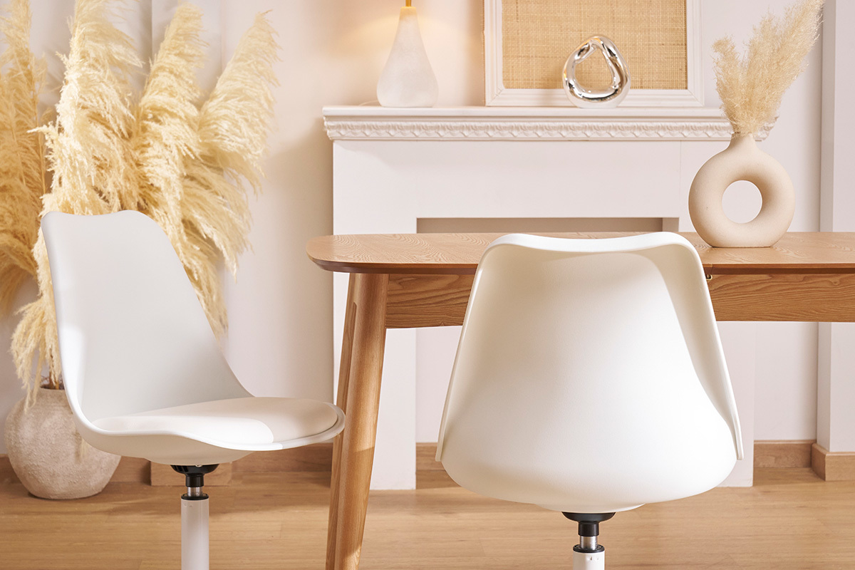 Silla blanca mate pivotante STEEVY
