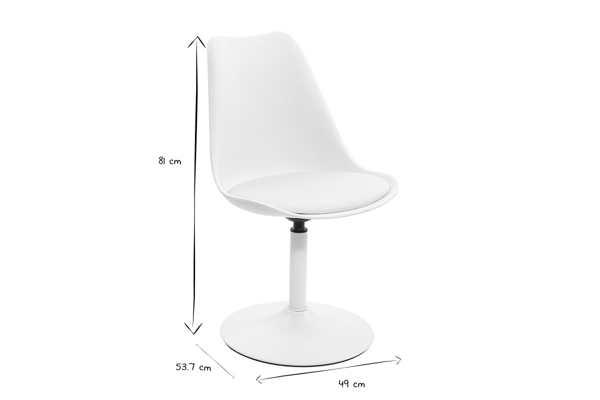 Silla blanca mate pivotante STEEVY