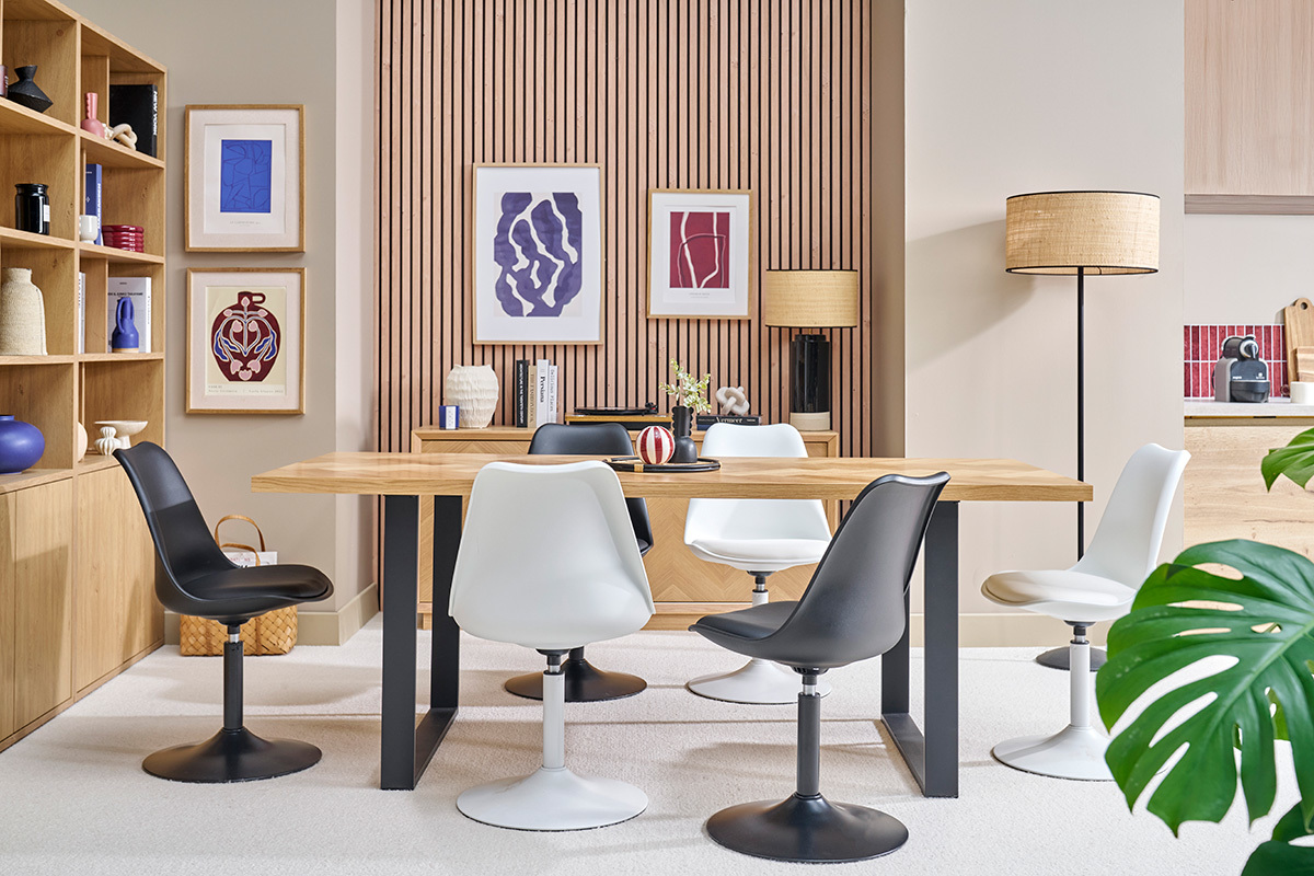 Silla blanca mate pivotante STEEVY