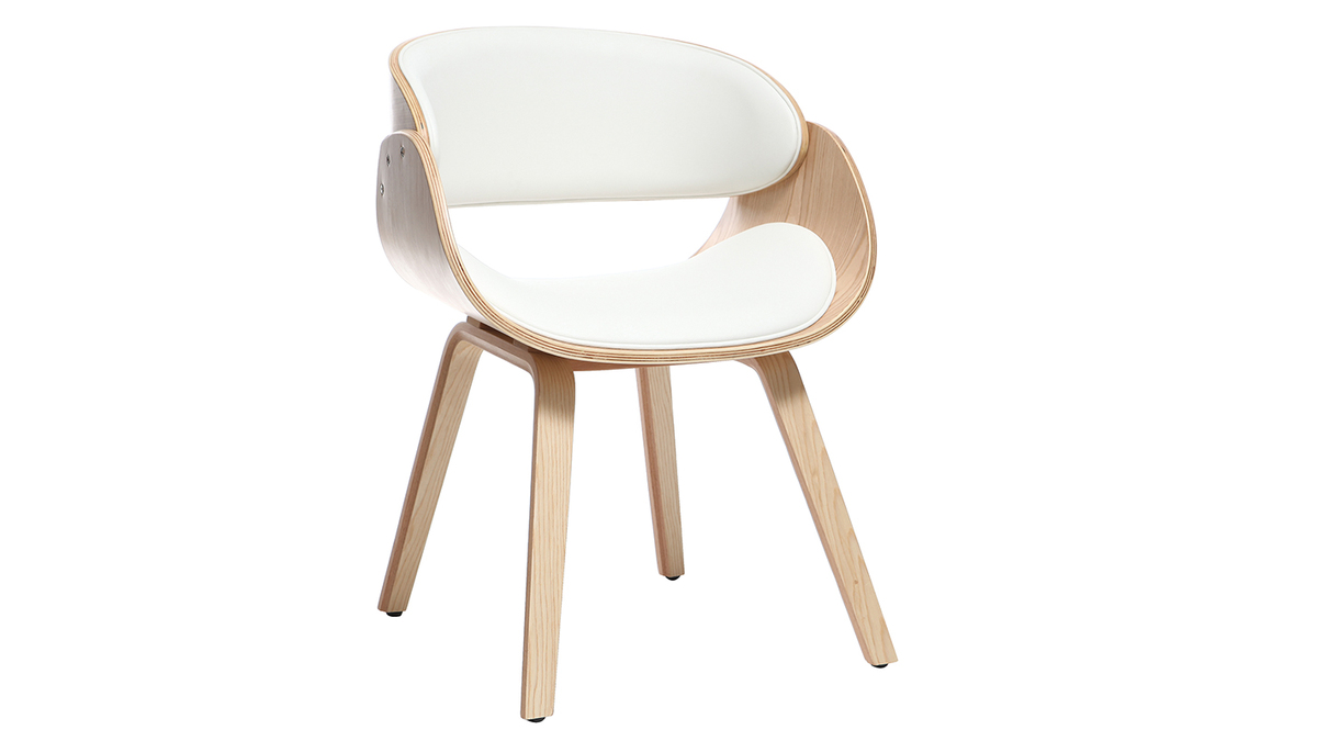 Silla blanca y madera clara BENT