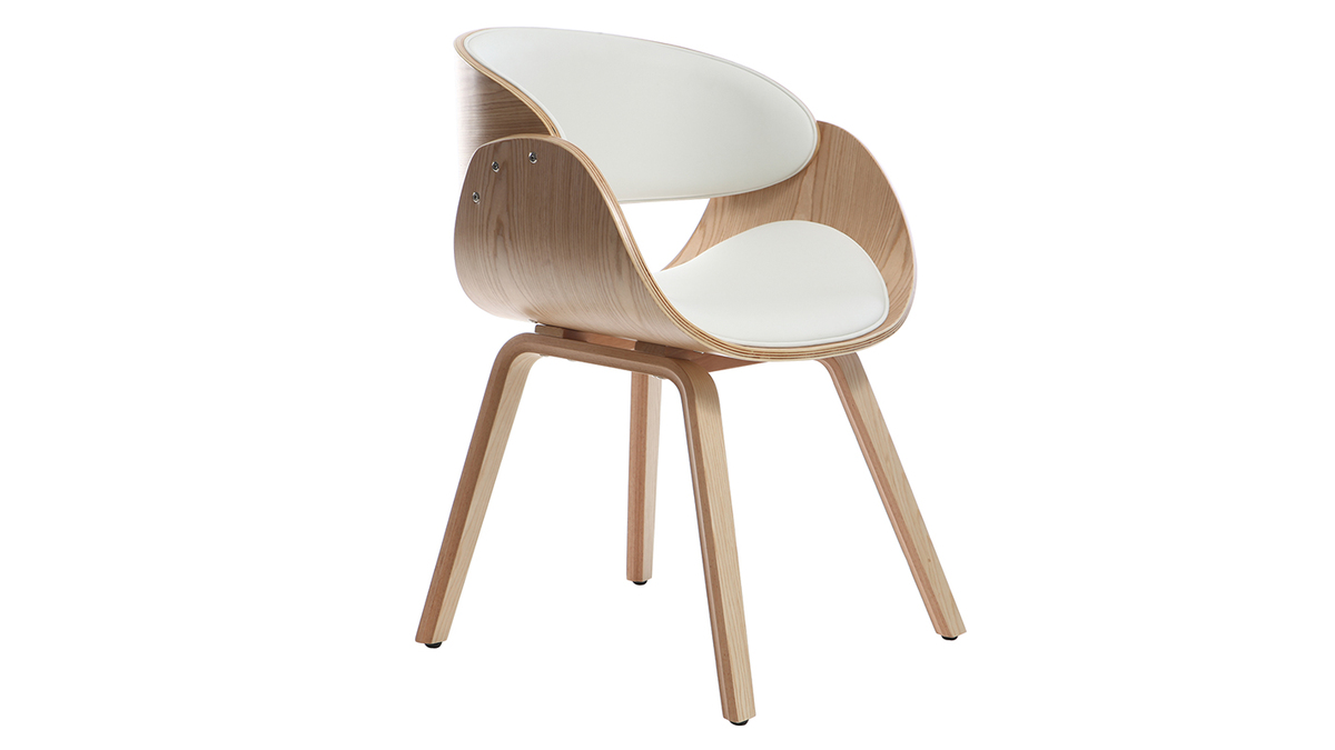 Silla blanca y madera clara BENT