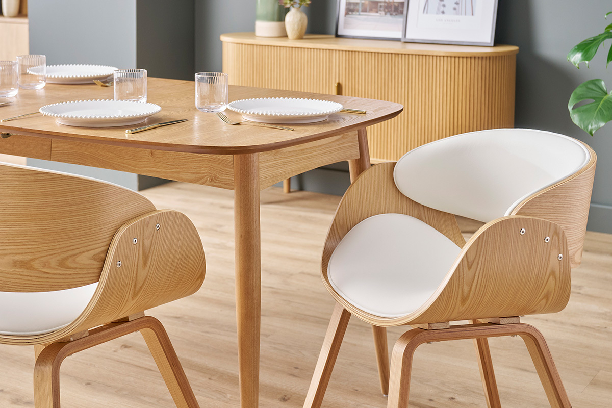 Silla blanca y madera clara BENT