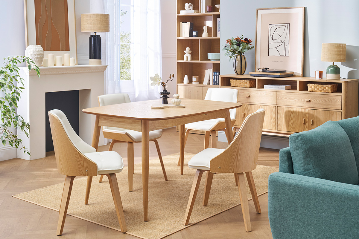 Silla blanca y madera clara FLUFFY