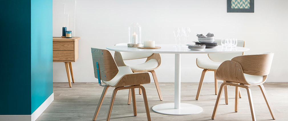 Silla blanca y madera clara RUBBENS