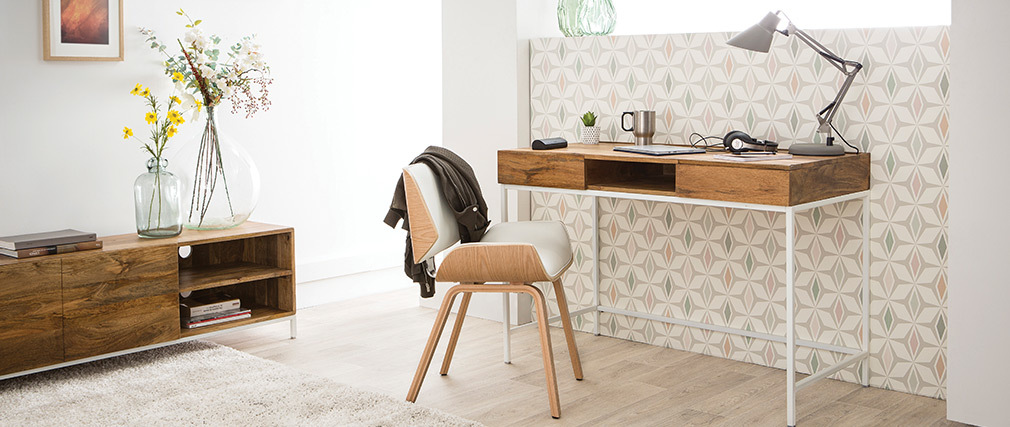 Silla blanca y madera clara RUBBENS