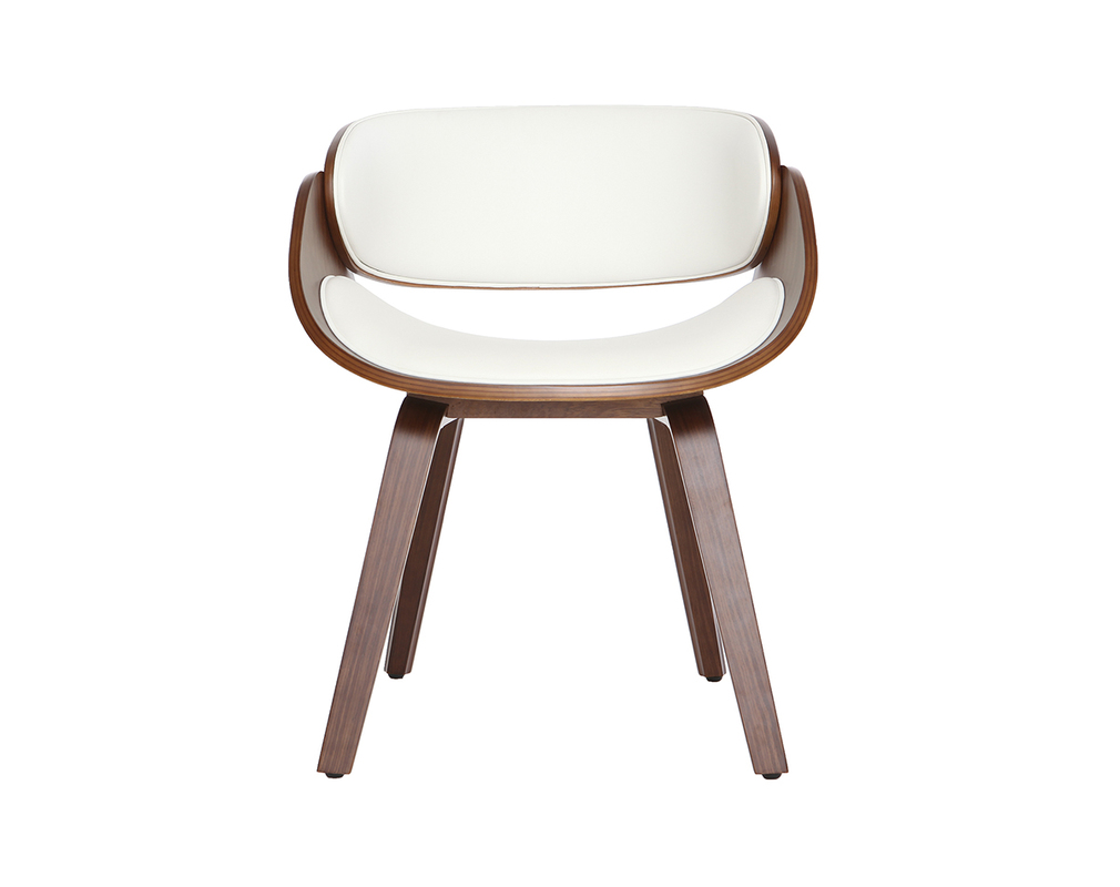 Silla blanca y madera oscura nogal BENT - Silla blanca y madera oscura nogal BENT