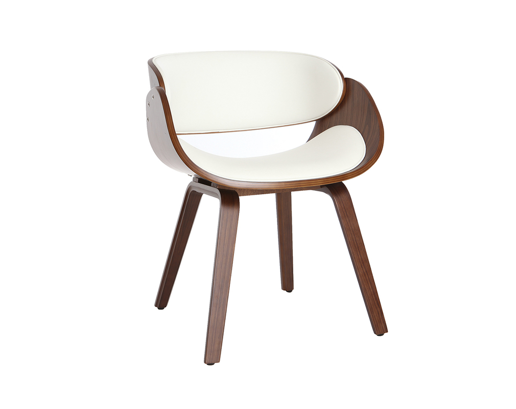 Silla blanca y madera oscura nogal BENT - Zoom Silla blanca y madera oscura nogal BENT