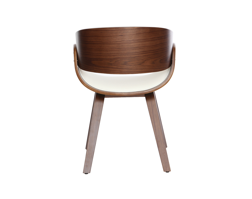 Silla blanca y madera oscura nogal BENT - Matiere Silla blanca y madera oscura nogal BENT