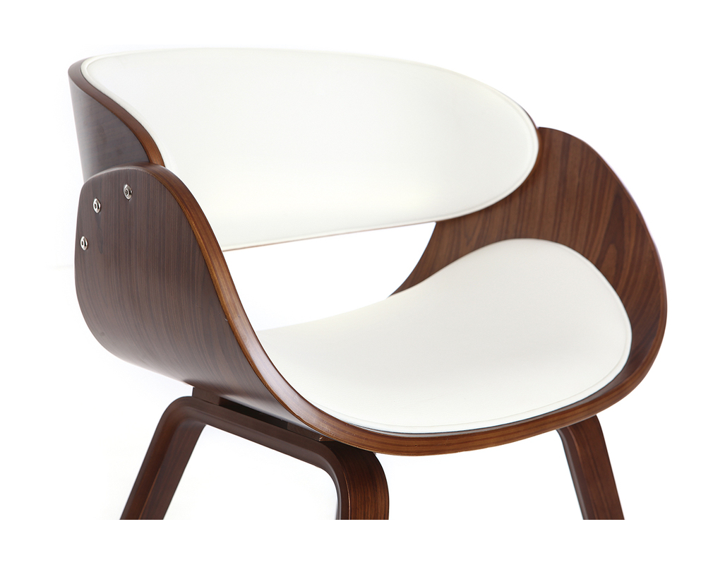 Silla blanca y madera oscura nogal BENT - Droite Silla blanca y madera oscura nogal BENT