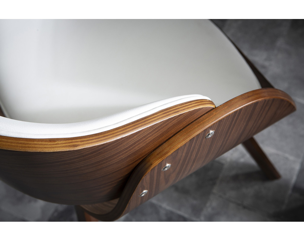 Silla blanca y madera oscura nogal BENT - Gauche Silla blanca y madera oscura nogal BENT