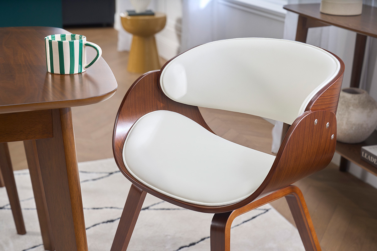 Silla blanca y madera oscura nogal BENT