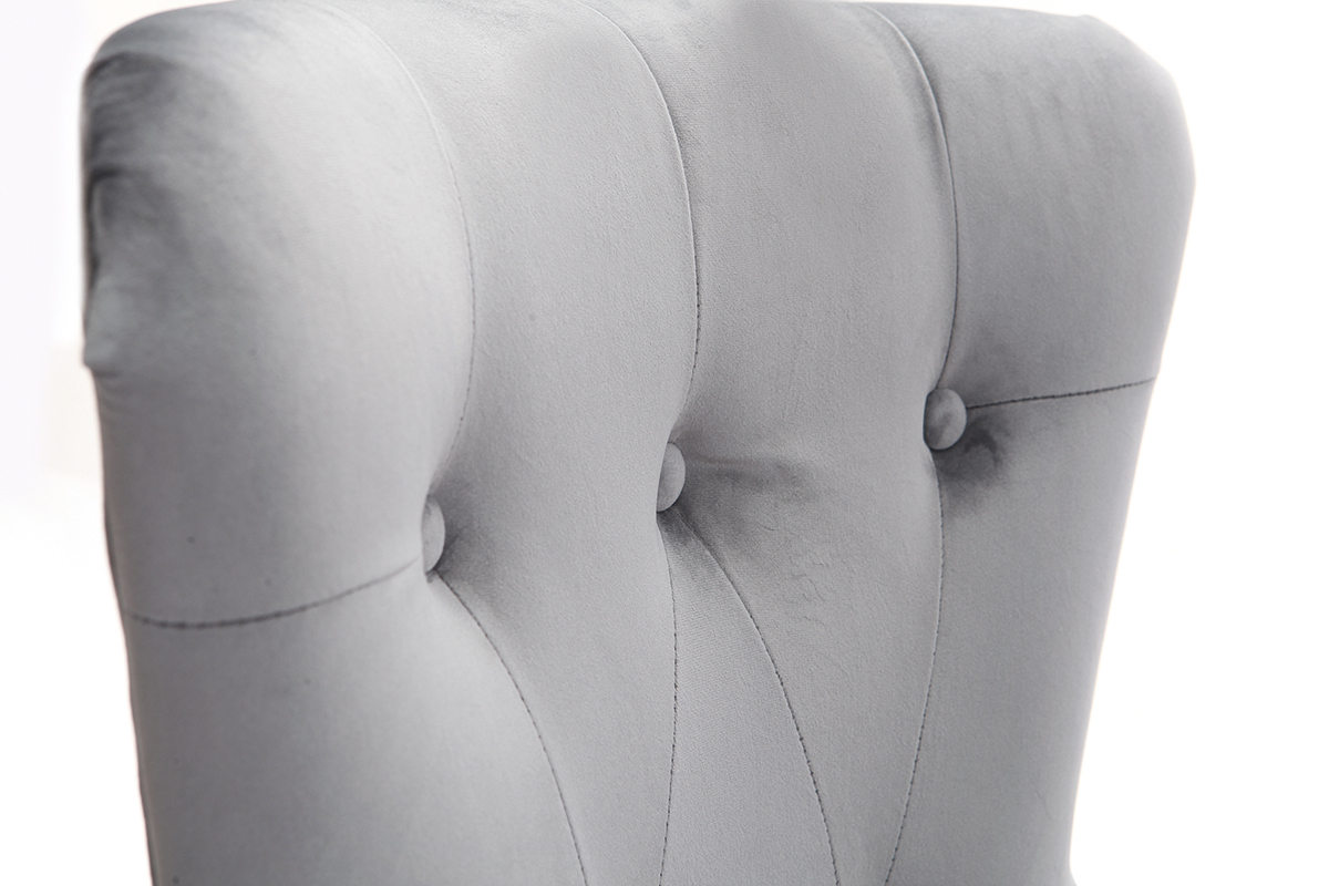 Silla cl�sica terciopelo gris oscuro patas madera clara GUSTAVE