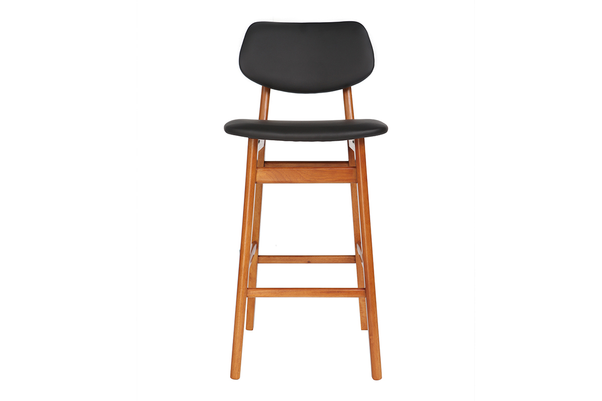 Silla de bar madera de nogal y negro 65 cm NORDECO