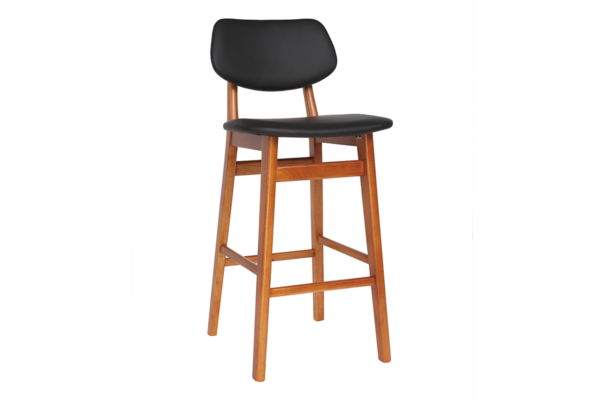 Silla de bar madera de nogal y negro 65 cm NORDECO