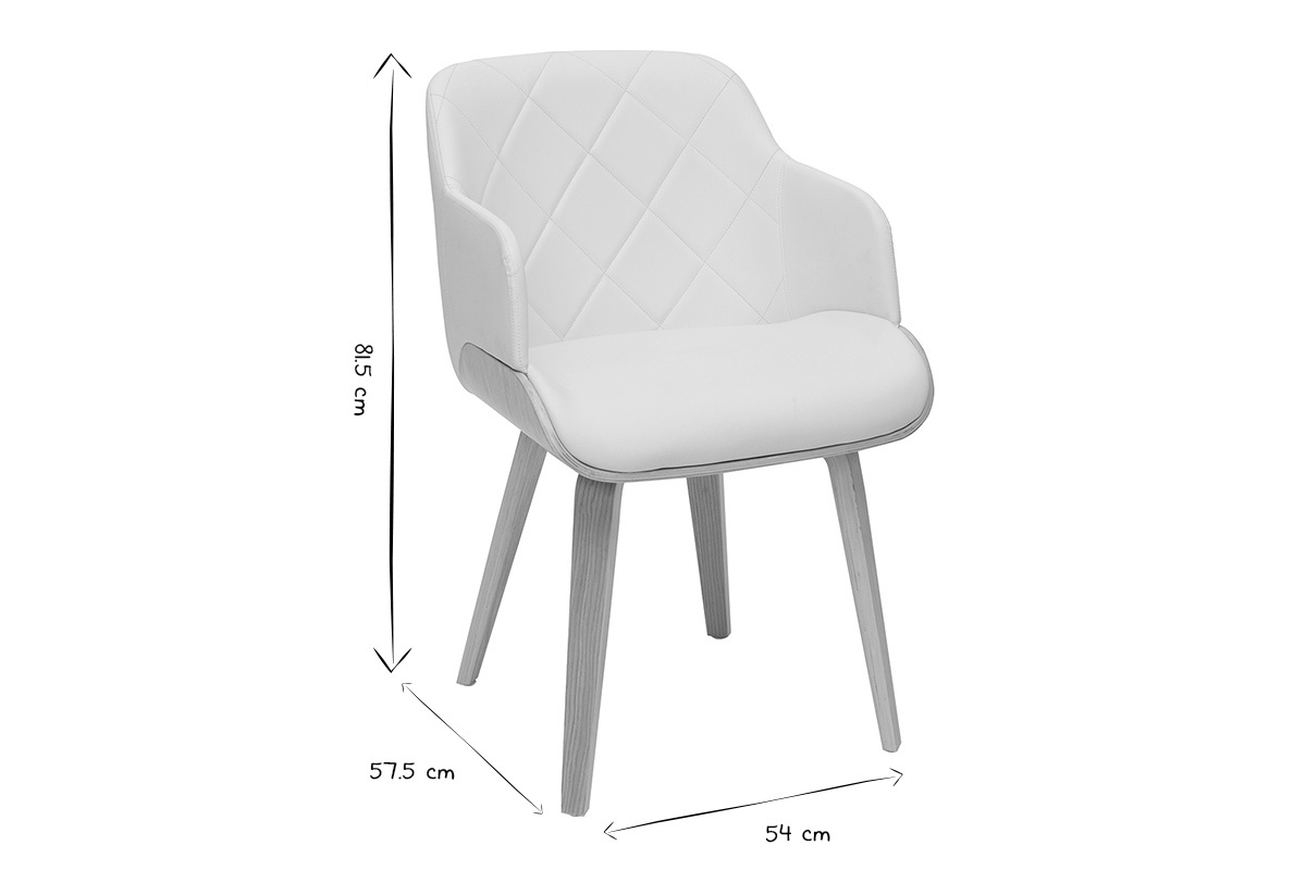 Silla de diseo blanca y de madera clara LUCIEN