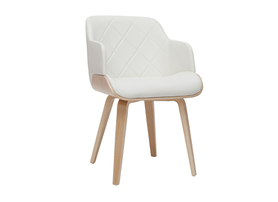 Silla de diseño blanca y de madera clara LUCIEN