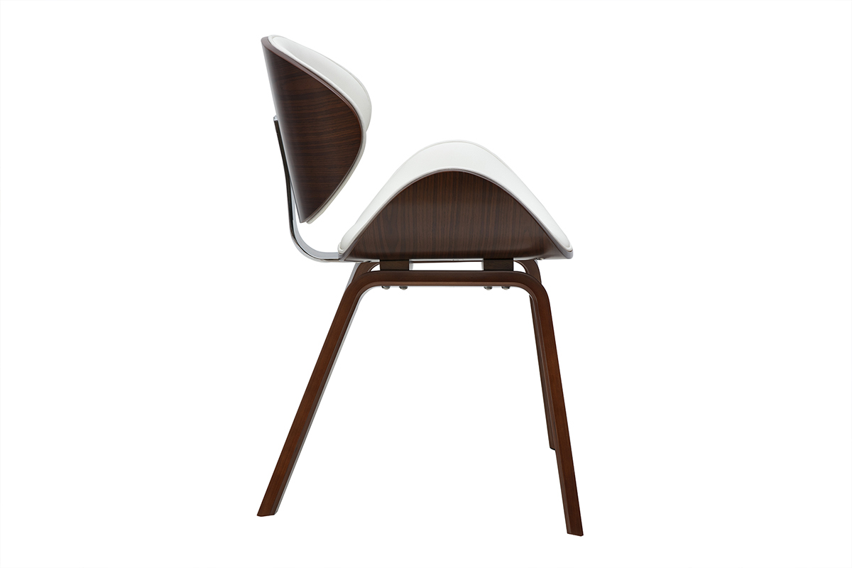 Silla de diseo blanca y madera oscura nogal WALNUT
