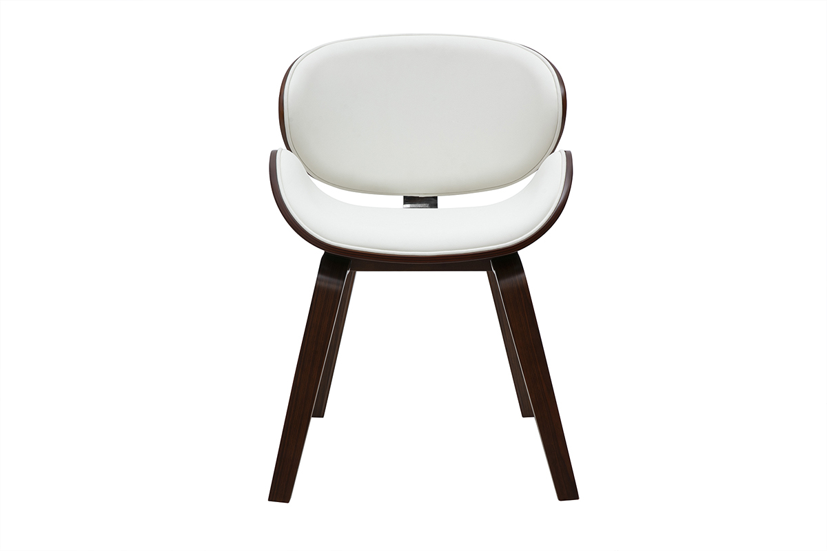 Silla de diseo blanca y madera oscura nogal WALNUT