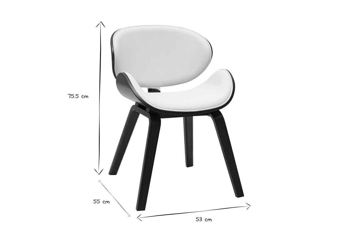 Silla de diseo blanca y madera oscura nogal WALNUT