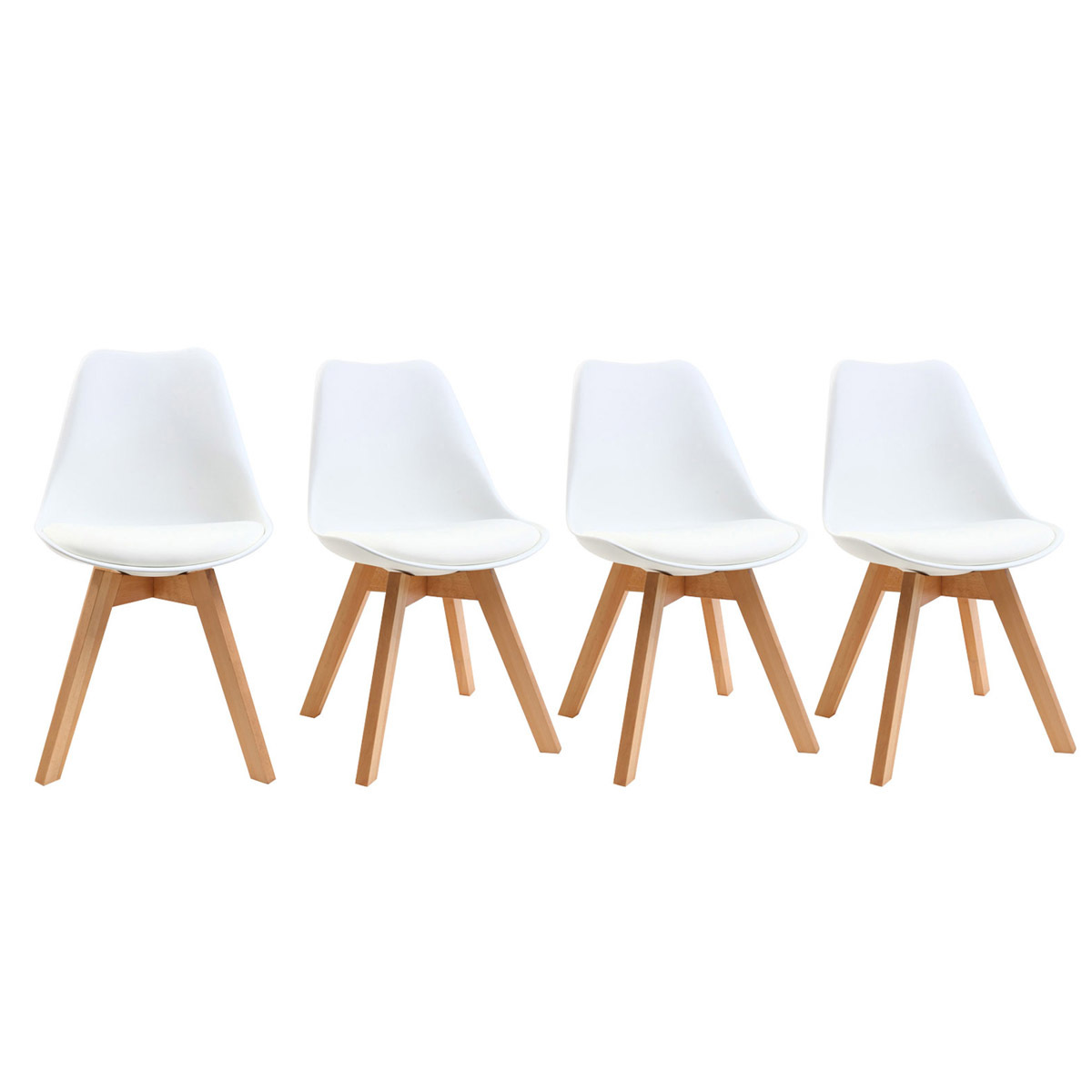 Silla de diseño blanco lote de 4 PAULINE